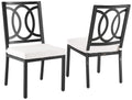 Crosley Furniture Chambers 2-Piece Outdoor Chair Set, Dining Patio Chairs for Deck, Backyard, Matte Black with Creme Cushions