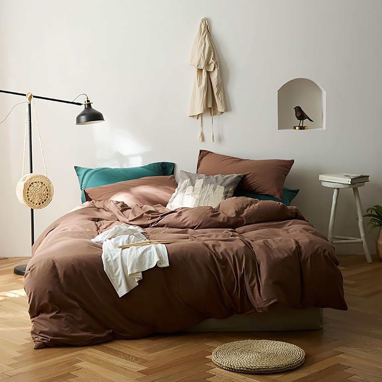 Cottonight Brown Comforter California King Bedding Set - Solid Modern Chocolate Color Blanket Quilts Soft Fashion Cal King Comfo