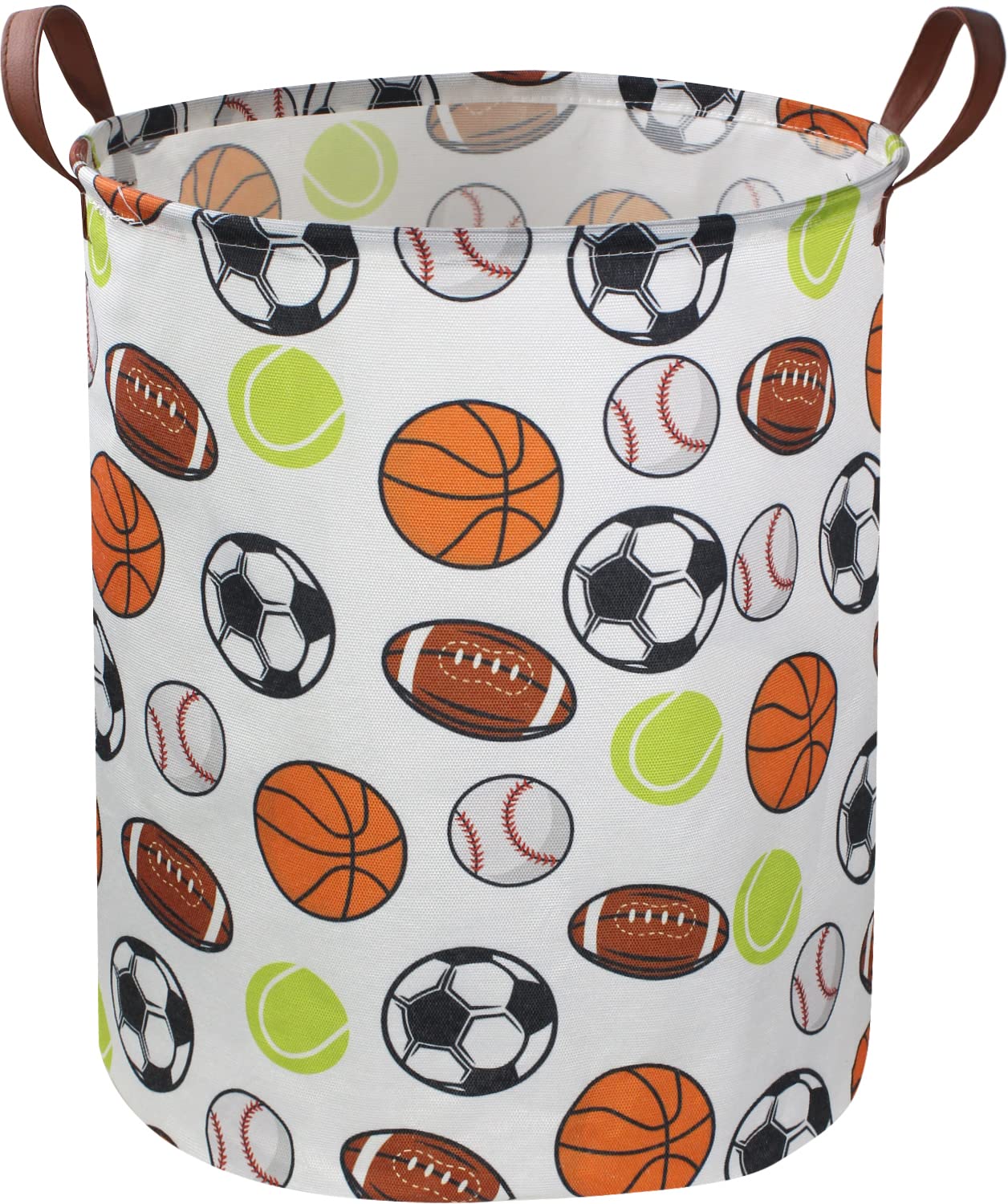 Sanjiaofen Kids Laundry Basket,Basketball Laundry Hamper Collapsible Baby Storage Baskets for Boys Room Decor,Nursery Hamper,Bed