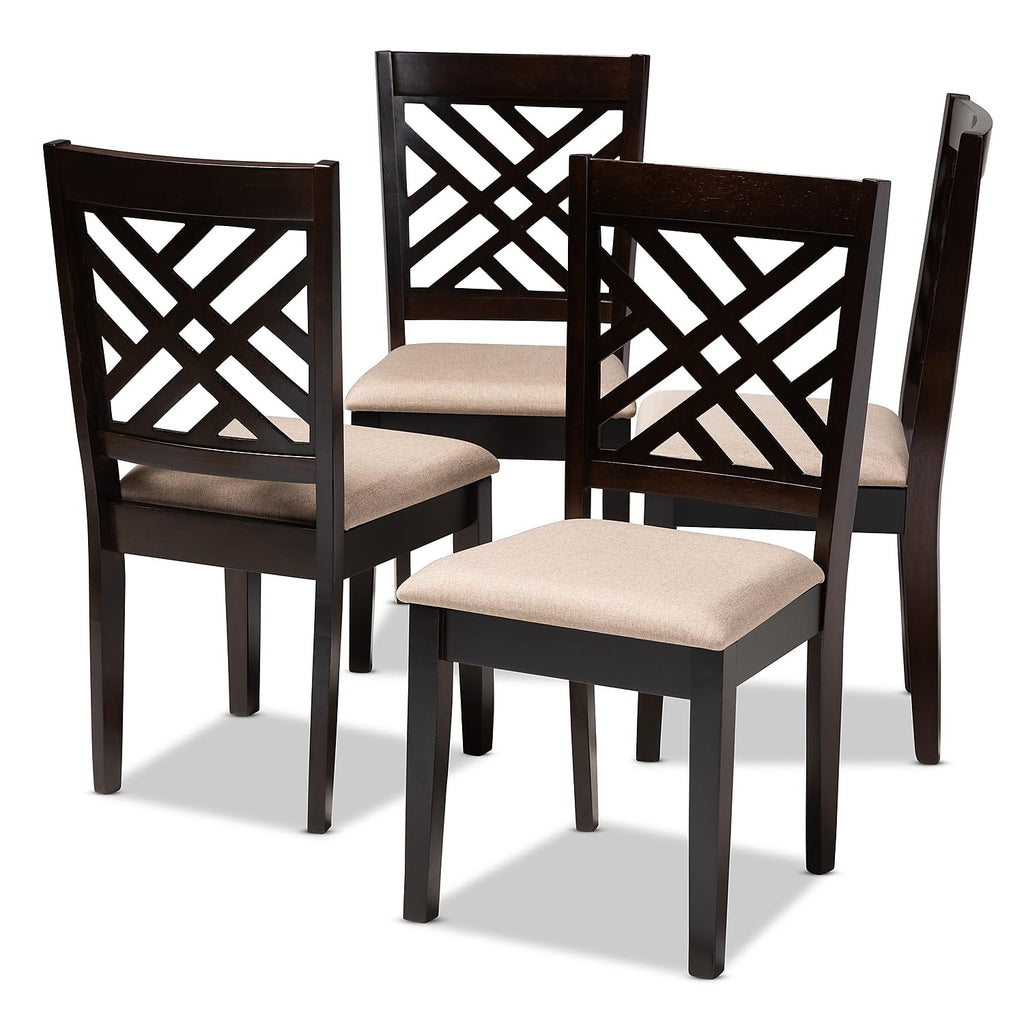Baxton Studio Caron Contemporary Fabric Dining Chair, Sand Brown and Espresso, 4/Pack (153-4P-9401-HiT)