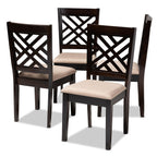 Baxton Studio Caron Contemporary Fabric Dining Chair, Sand Brown and Espresso, 4/Pack (153-4P-9401-HiT)