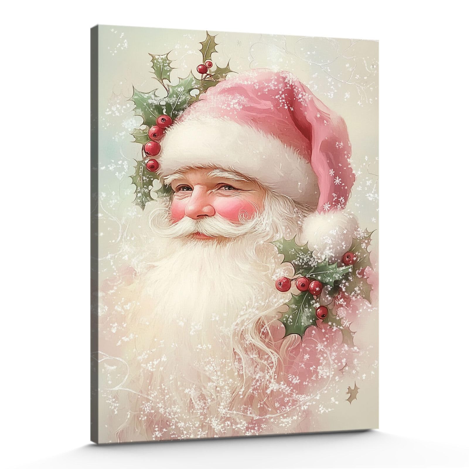 GSPQAZ Vintage Santa Claus Christmas Wall Art - Festive Holiday Decor Canvas Print for Home or Office 12x18inch-Unframed