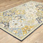HomeRoots 508094 10 x 13 ft. Blue Green Gold Navy & Ivory Geometric Hand Tufted Handmade Stain Resistant Rectangle Area Rug