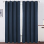 Lemomo Blackout Curtains 66 X 95 Inch/Navy Blue Curtains Set Of 2 Panels/Thermal Insulated Room Darkening Bedroom Curtains