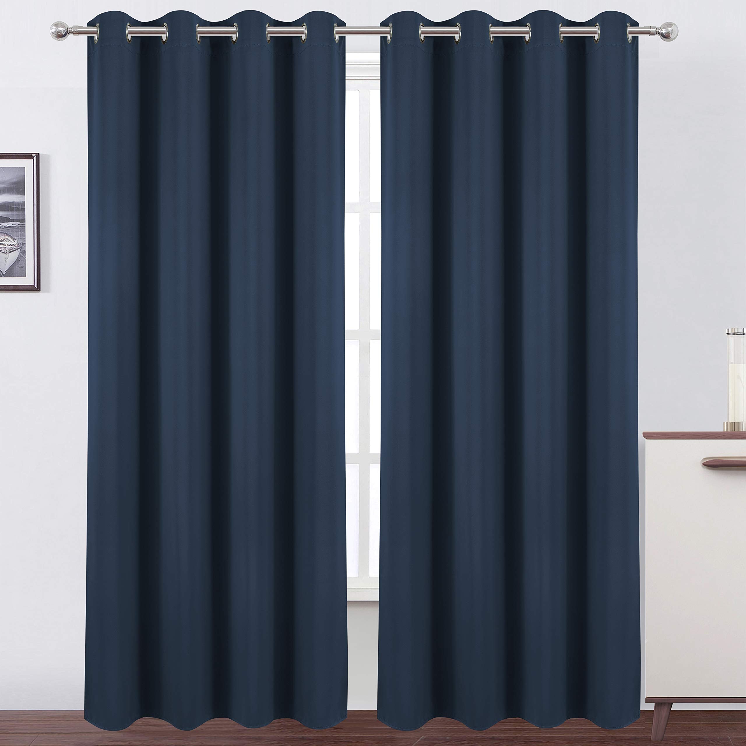 Lemomo Navy Blue Thermal Blackout Curtains/52 X 95 Inch/Set Of 2 Panels Room Darkening Curtains For Bedroom