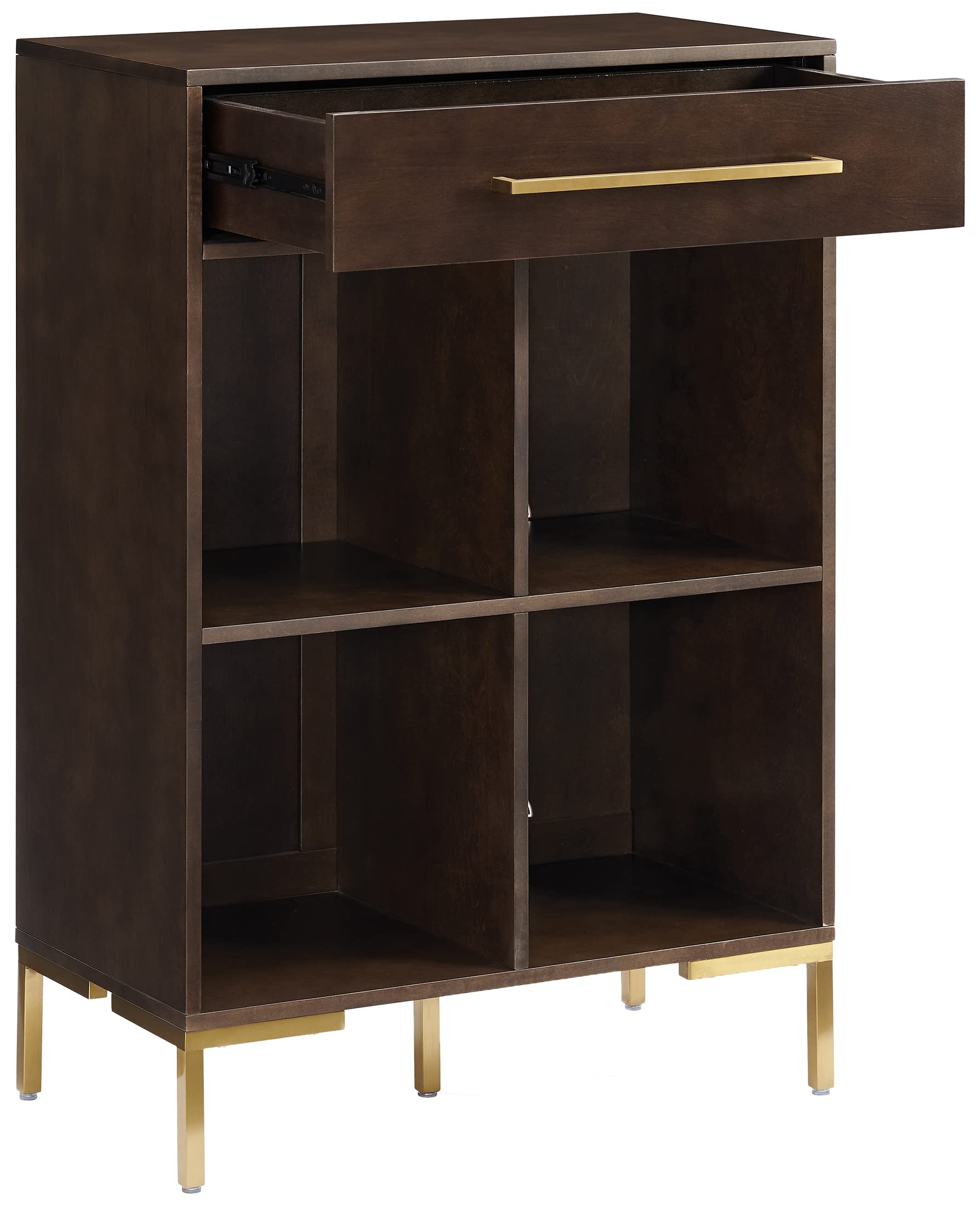 Crosley Furniture Juno Cube Bookcase and Record Player Stand with Storage for Vinyl Records, Dark Brown