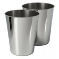 happimess Nolan 2 Gal Smooth Steel Wastebasket, Polished Steel, Set of 2