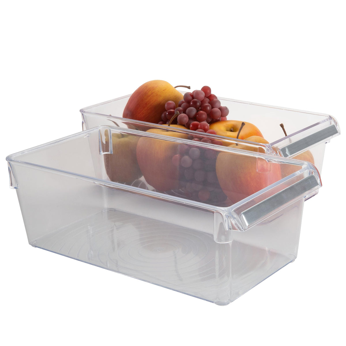 Kitchen Details 2 Pack Medium Refrigerator Storage Bin | Fridge & Freezer | Kitchen Organization | Stainless Steel Handle | Coun