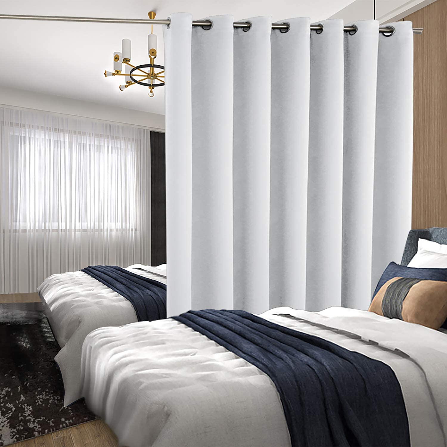 Bgment Room Darkening Blackout Curtains Fashion Sliding Door Curtain 100 X 84 Inches, Wide Thermal Room Divider Window Curtain, 1 Panel, Greyish White, 84 Length X Wide 100