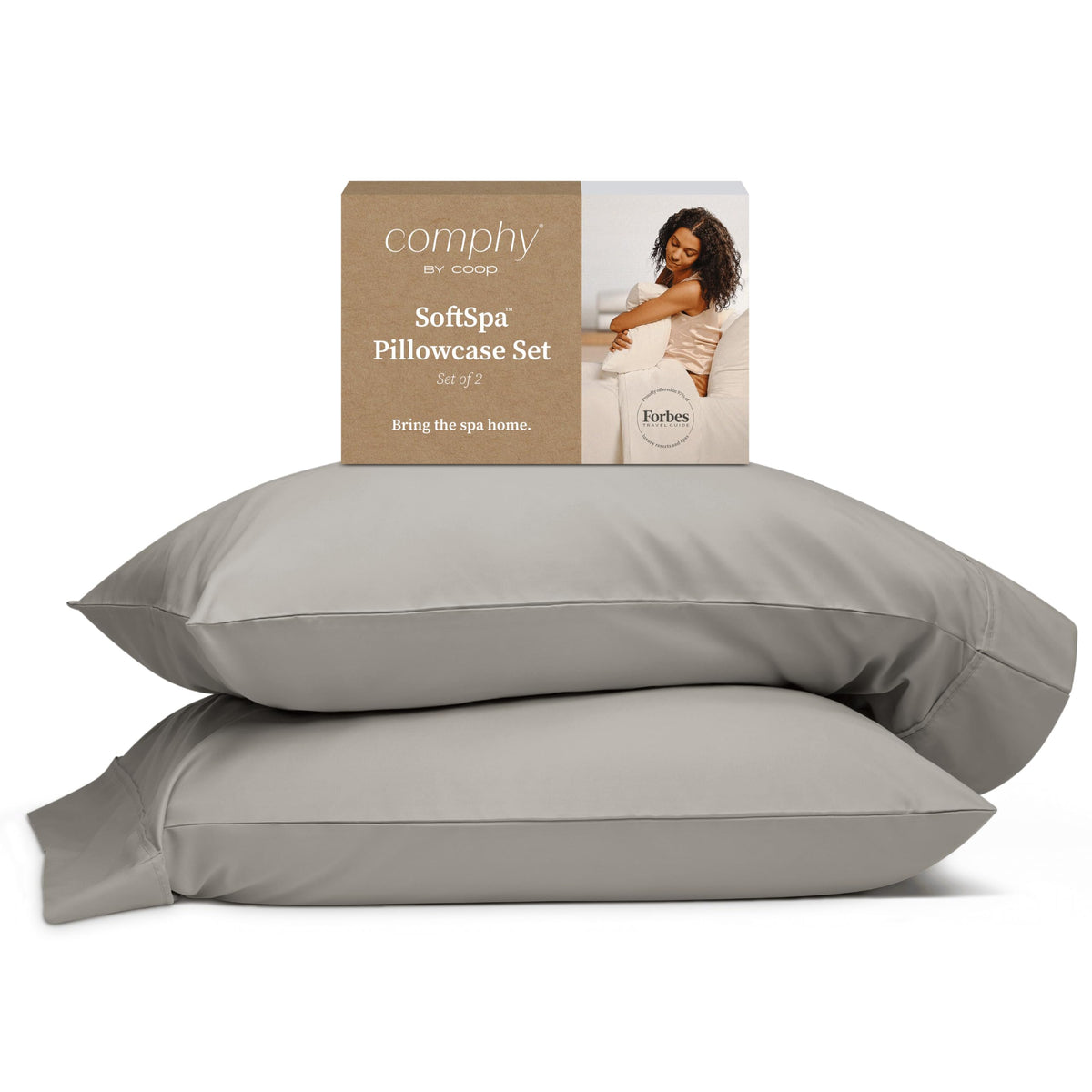 Comphy By Coop Softspa Pillowcase Set Of 2, Dove Grey Super Soft Pillow Cases Queen, Pillow Cases, Luxury Spa Quality Pillowcase
