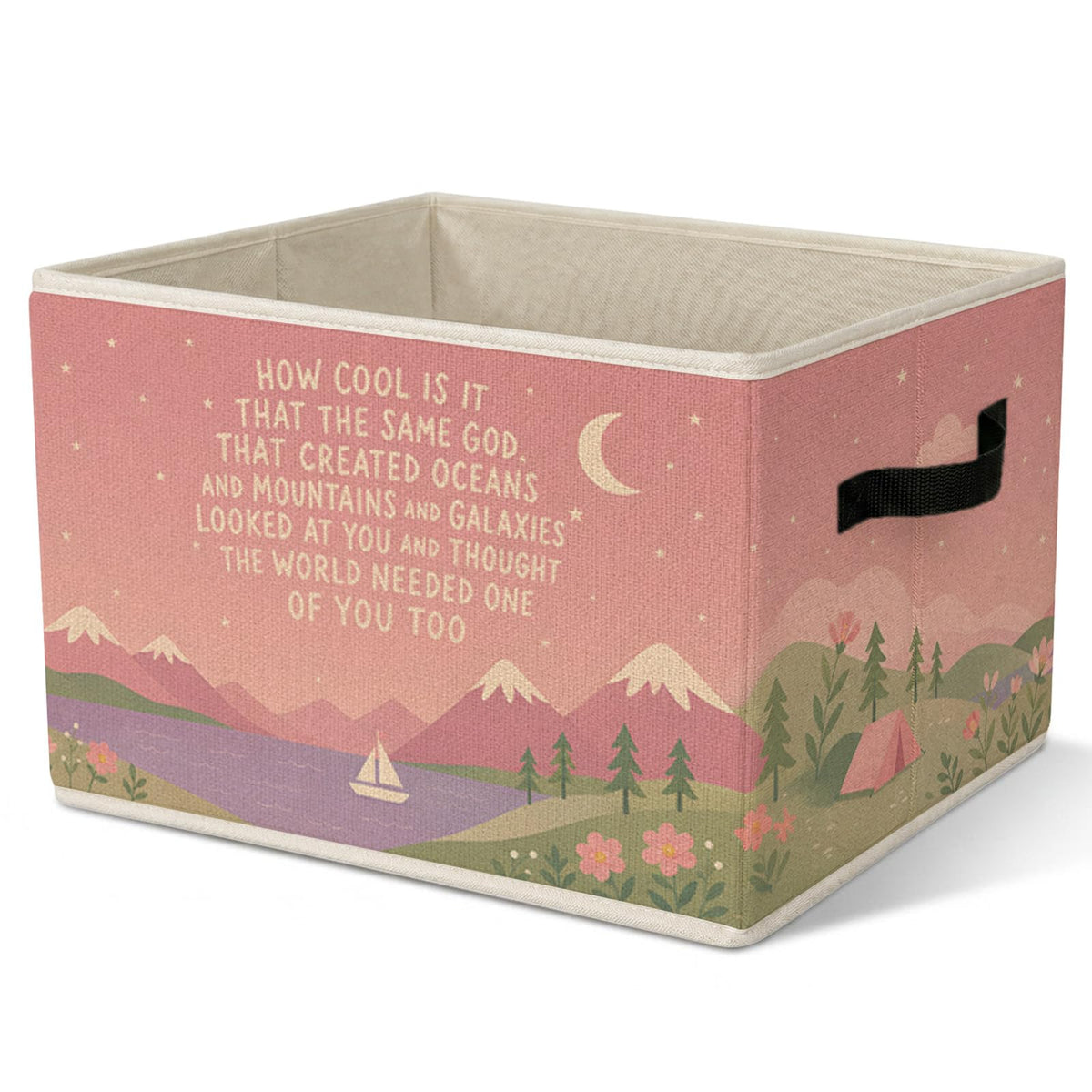 FSTCSV Pink Girl Nursery Storage Bin, Christian Collapsible Storage Bin
