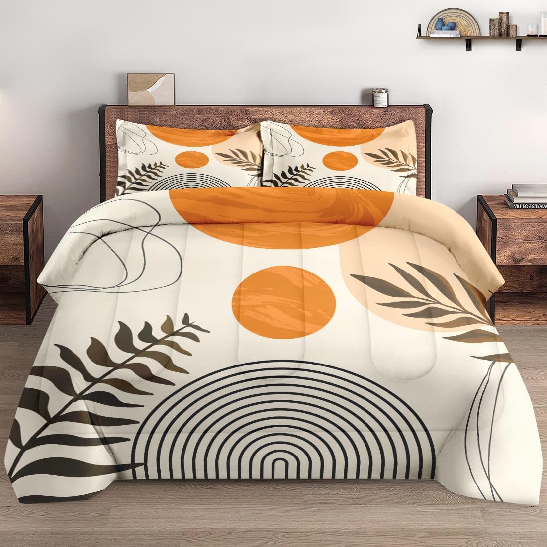 Wecozy 3 Pcs Comforter Set Full Size With 2 Pillowcases, Contemporary Mid Century Geometric Bedding Set For Kids And Adults, Boh