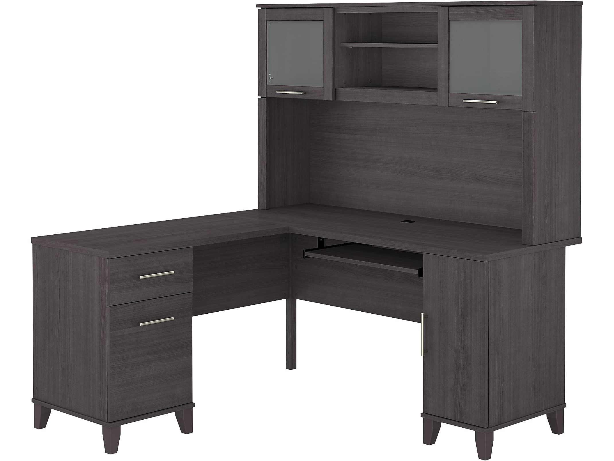 Bush Set002Sg Somerset 60-Inch W L-Shaped Desk With Hutch, Storm Gray
