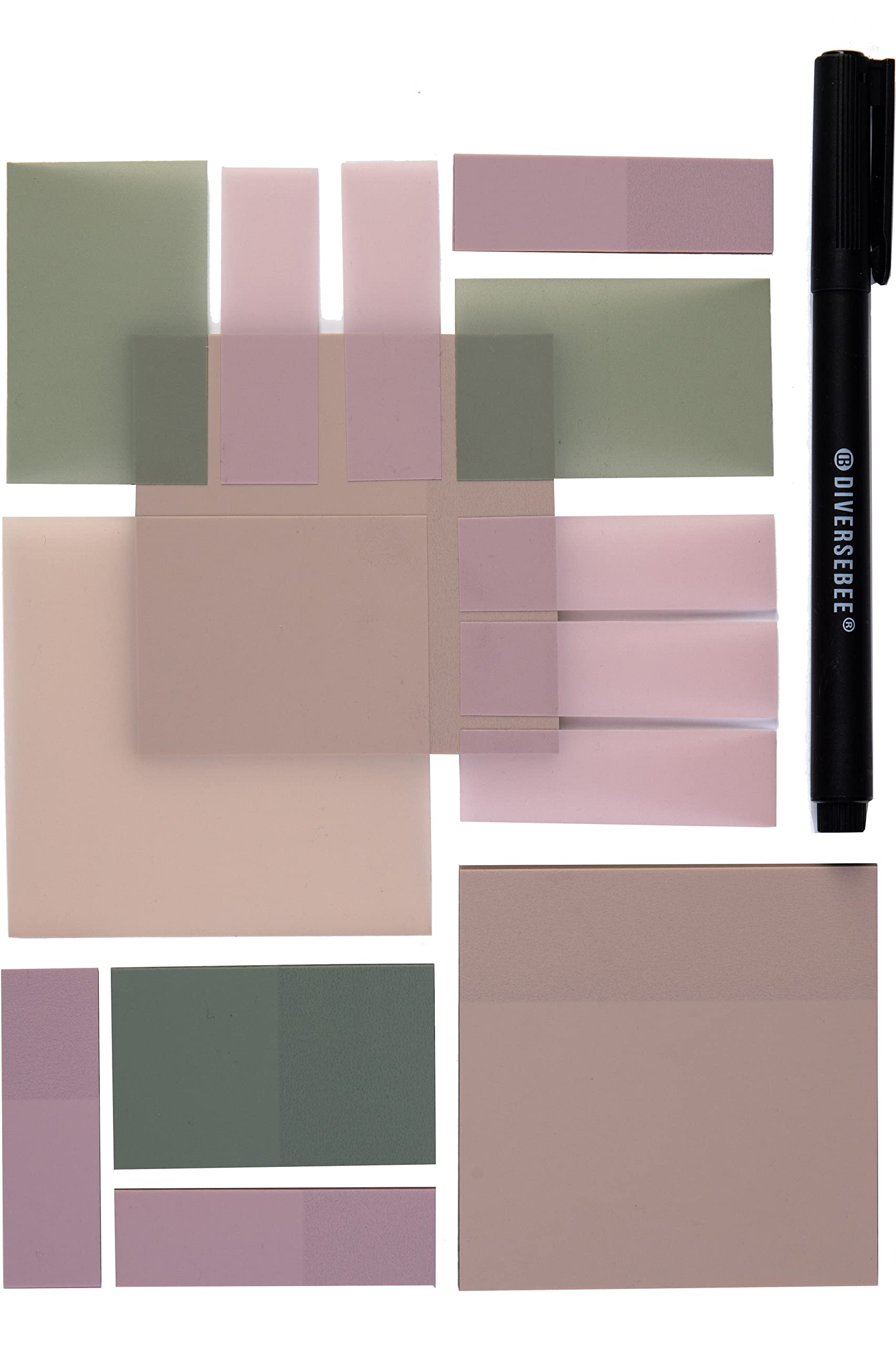 Diversebee Pastel Transparent Sticky Notes, Cute Clear Translucent Page Flags Book Markers Stickers, Planner Accessories Sticky