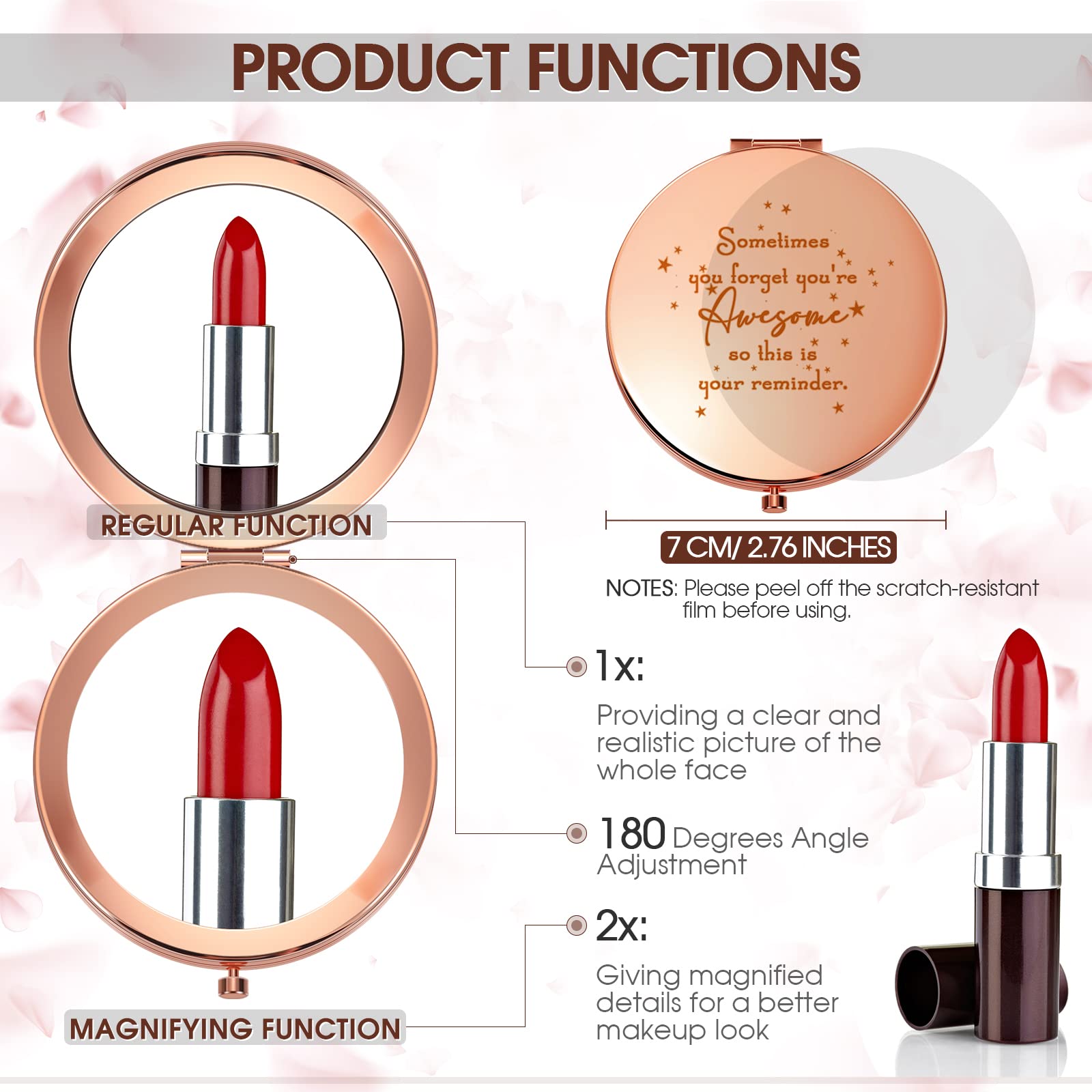 10 Pcs Inspirational Compact Mirror Sometimes You Forget You'Re Awesome Appreciation Thank You Gifts For Women Employee Coworker