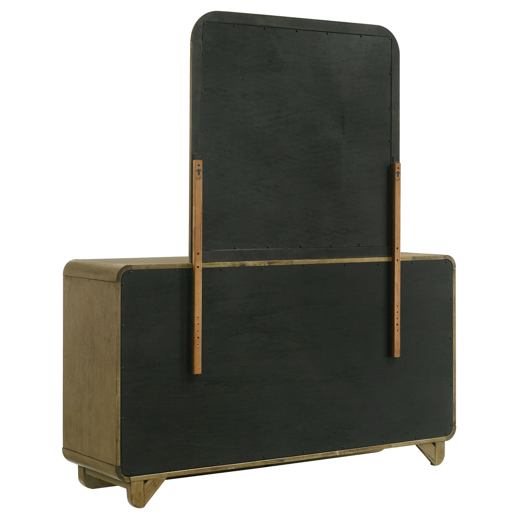 Coaster Home Furnishings Amsbury Transitional 64-inch 6-Drawer Bedroom Dresser with Mirror Bedroom Clothing Storage Cabinet Wide Chest of Drawers Organizer Unit Nutmeg 224273M