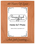 Personalized Gifts 40th Anniversary Frame 40 Years and Counting Natural Wood Engraved 5x7 Portrait Picture Frame Wood