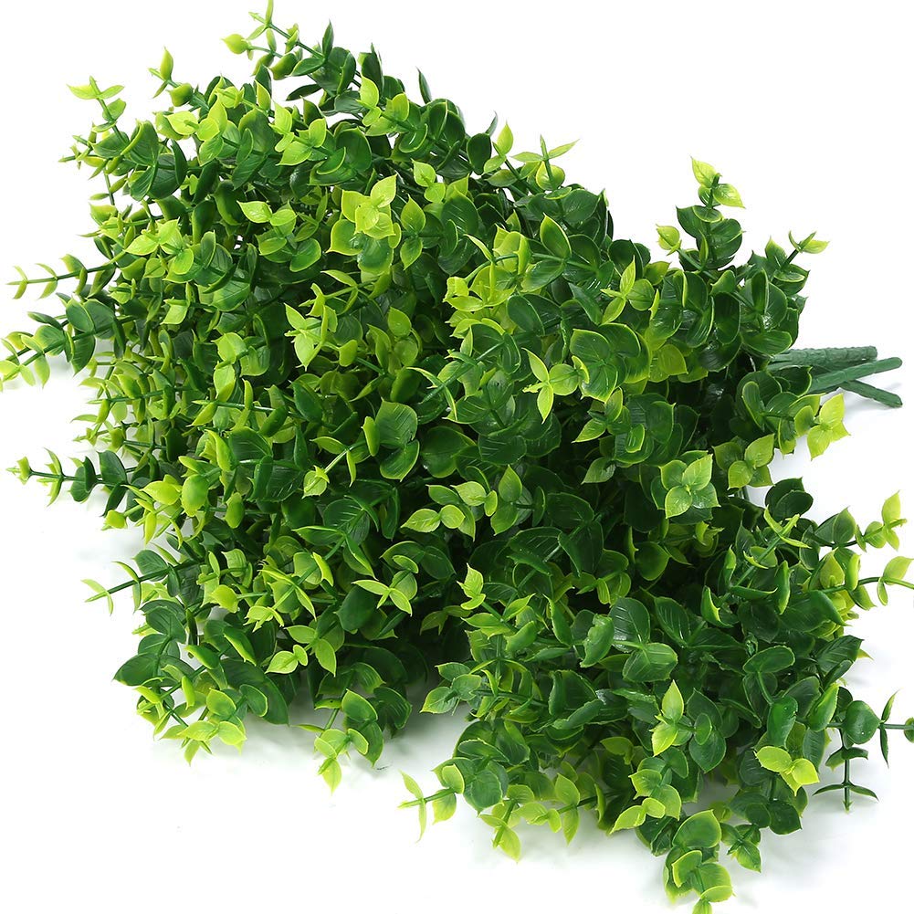 Pasyou Artificial Shrub, Fake Bush Simulation Eucalyptus Grass Greenery Leaves Plastic Plants Indoor Outdoor Outside Home Garden