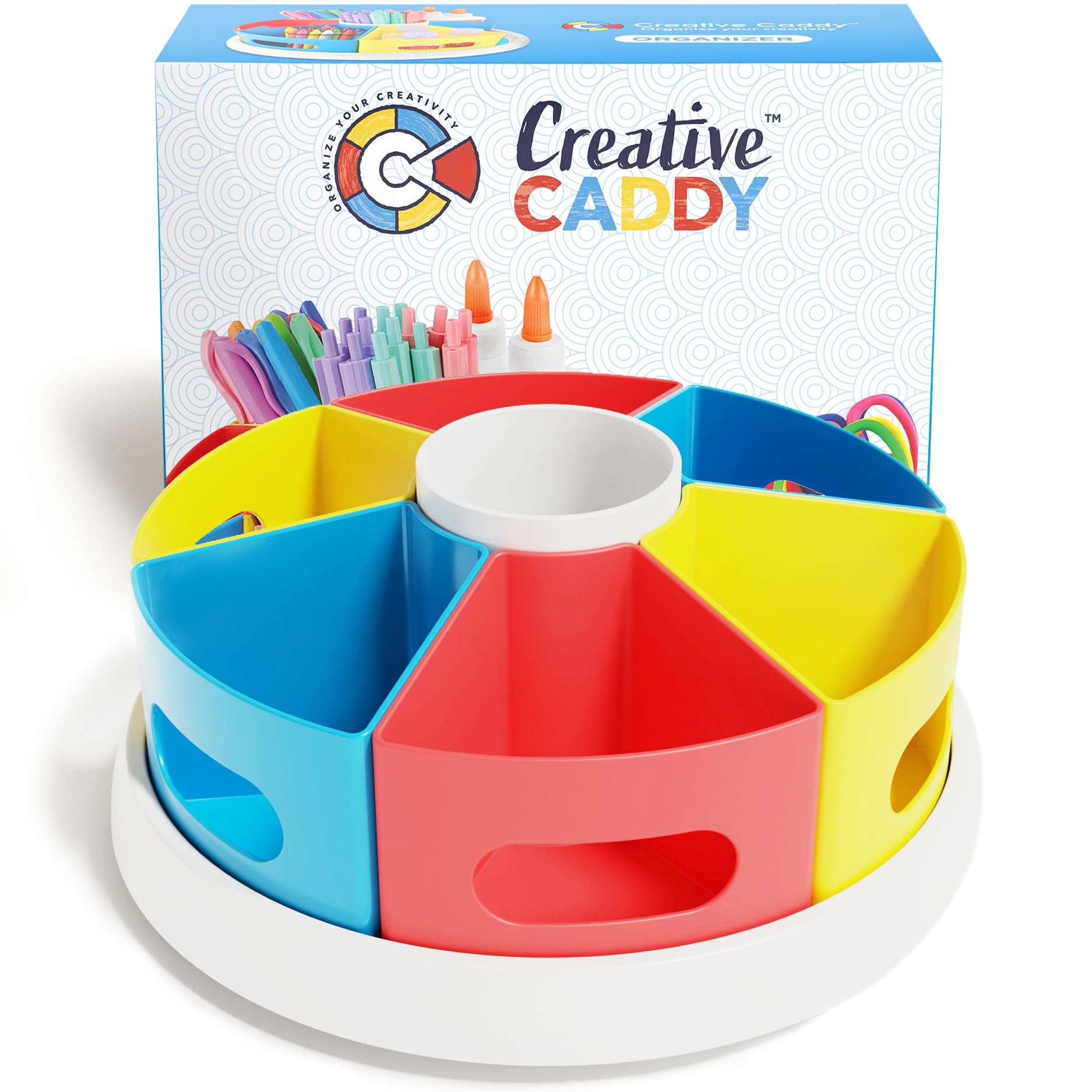 Creative Caddy Rotating Art Supplies Organizer Storage Caddy For Kids Desk, Crayon Marker And Pencil Organization For Teachers,