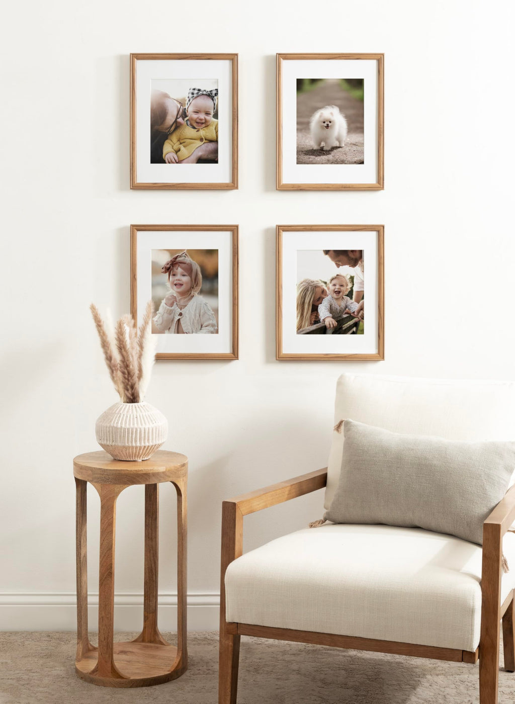 Kate And Laurel Adlynn Rectangle Picture Frame Set Of 4, 11 X 14 Matted To 8 X 10, Brown, Transitional Four-Piece Frame Set For