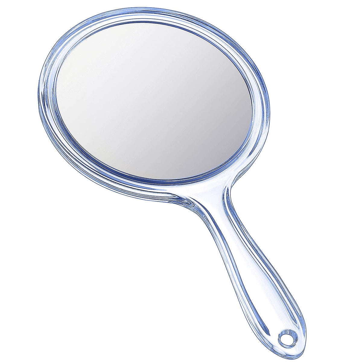 Jetec Hand Mirror Double Sided Handheld Mirror 1X/ 2X Magnifying Mirror with Handle Mirror Rounded Shape Makeup Mirror (Blue)