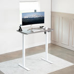 Vivo Electric 43 X 24 Inch Standing Desk Workstation, Memory Controller Height Adjustment, 1B Series, One-Piece Dark Gray Top, White Frame, Desk-Kit-1W4G