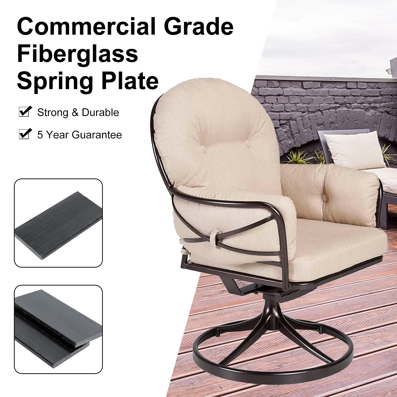 Lukloy Swivel Rocker Patio Chair Spring Plate Replacement Parts, 2.5' X 5' Universal Fiberglass Patio Chairs Swivel Rocking Chair Parts, 2 Pack