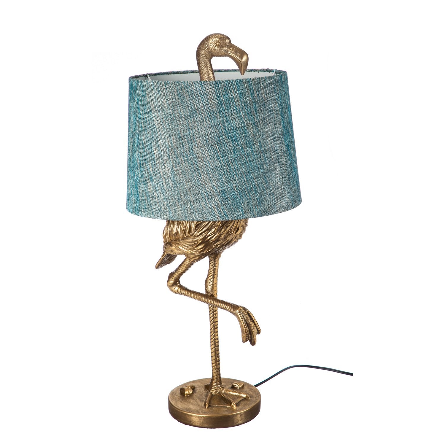 Cape Craftsmen Flamingo Table Lamp With Nightshade | Gold With Blue Shade | 32' Tall | Decorative Light Home D  Cor For Coffee