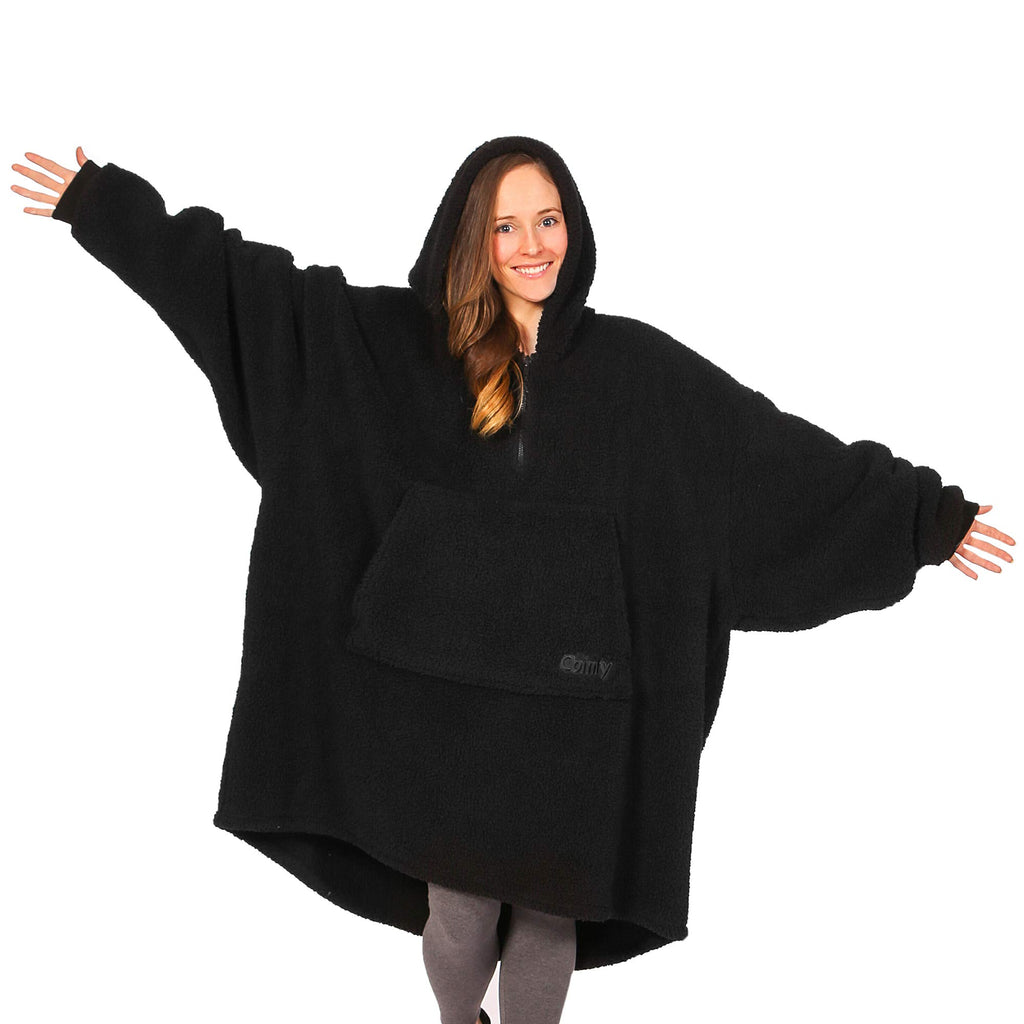 The Comfy Original Teddy Bear Quarter-Zip | Oversized Microfiber & Sherpa Wearable Blanket, Seen On Shark Tank, One Size Fits Al