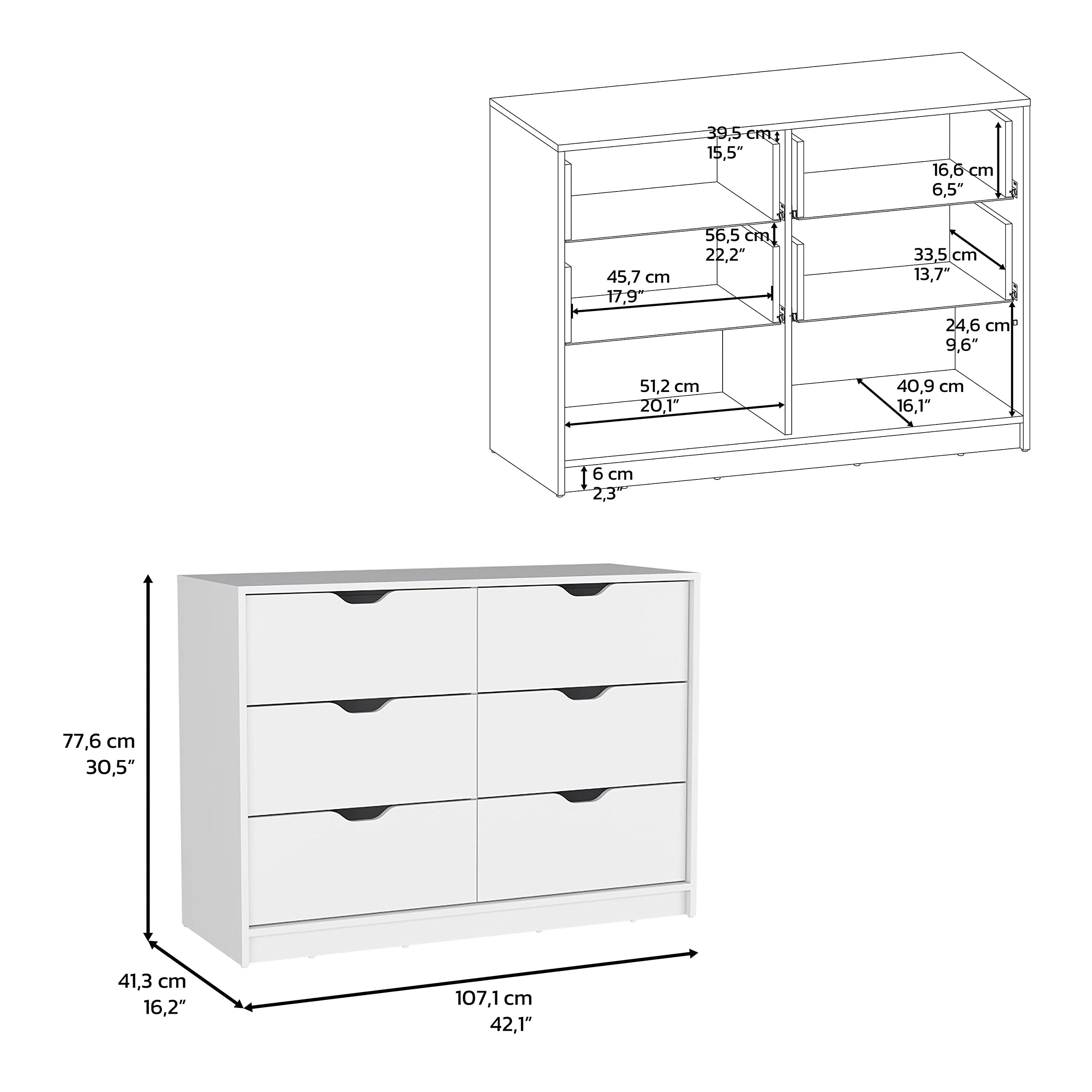 Dresser 30&Quot; H, 4 Drawer Dresser With 2 Lower Cabinets, Drawer Chest, White
