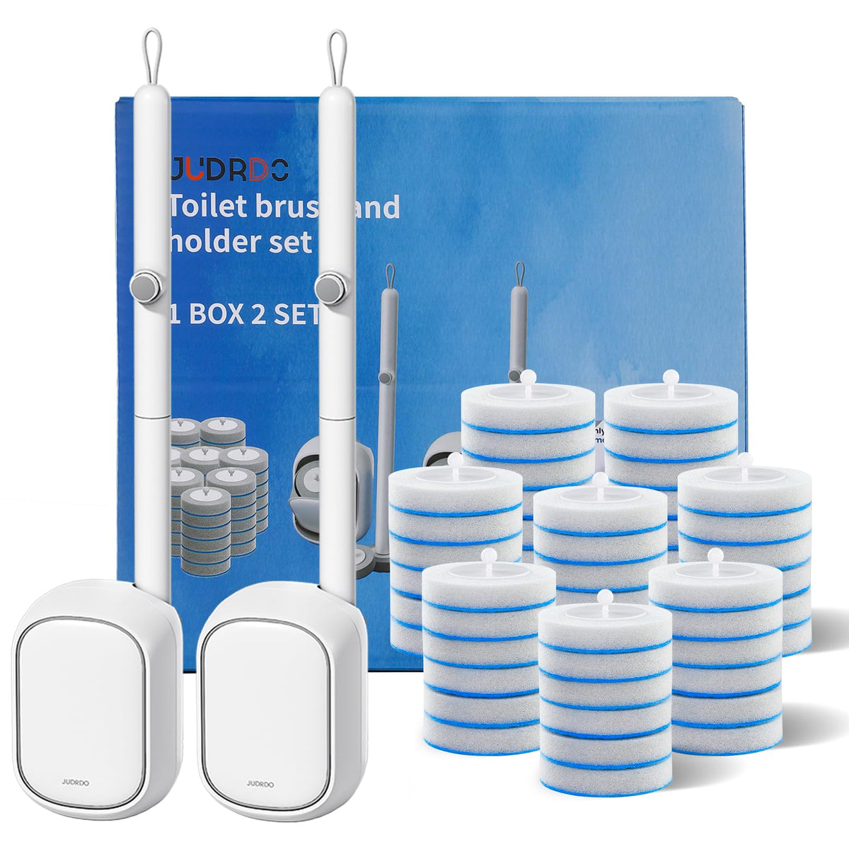 2 Pack Disposable Toilet Brush with 48 Refills, Toilet Bowl Cleaning System