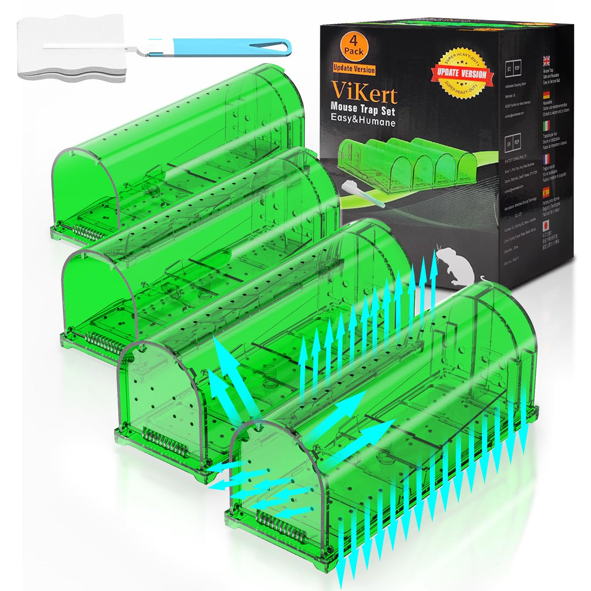 4 Pack 93 Holes Humane Mouse Traps Indoor For Home/Outdoor, Live Catch And Release Mice Traps, No Kill Mouse Catcher, Easy To Se