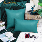 Brawarm Faux Leather Pillow Covers 12 X 20 Inches, Teal Leather Pillow Covers Pack Of 2, Crocodile Leather Decorative Lumbar Thr
