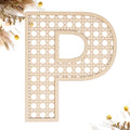 Wooden Rattan Letters 8 inch Wood Letters P for Wall Decor Crafts Boho Nursery Decor for Baby Shower Wedding Bedroom Name Signs 