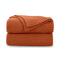 Cozecube Orange Throw Blanket For Couch, Soft Cozy Cable Knit Throw Blanket For Bed Sofa Living Room, Lightweight Warm Decorativ