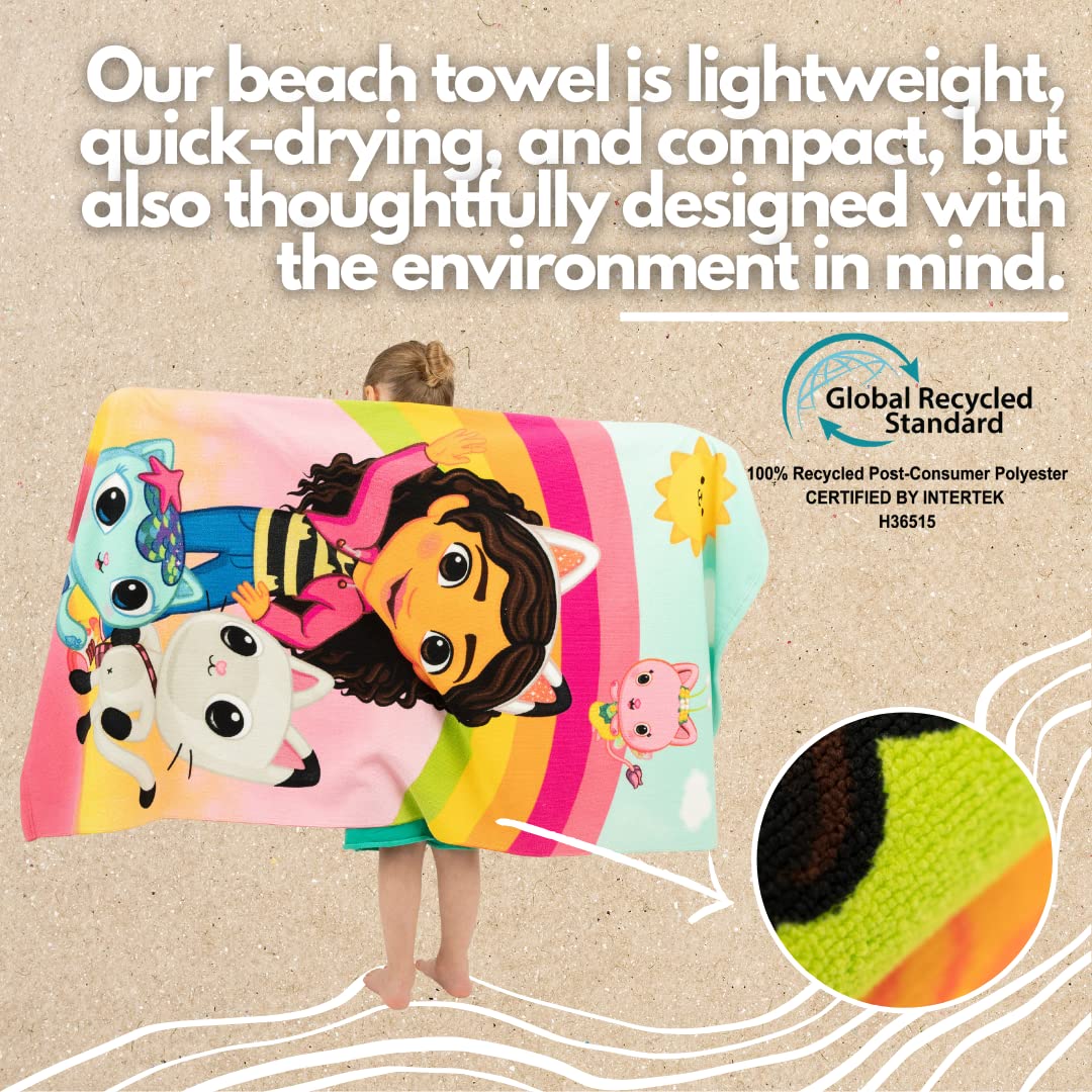 Franco Dreamworks Gabby'S Dollhouse Kids Soft Lightweight 100% Recycled Bath/Pool/Beach Towel Made From Recycled Plastic Bottles
