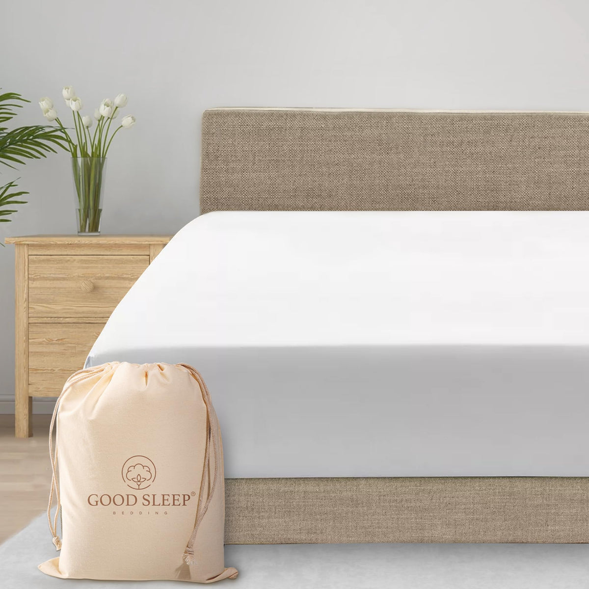 Good Sleep Bedding Fitted Sheet Queen - 1000 Thread Count Egyptian Cotton Sheets, Soft & Breathable, Snug Fit 16 Inch Deep Pocke