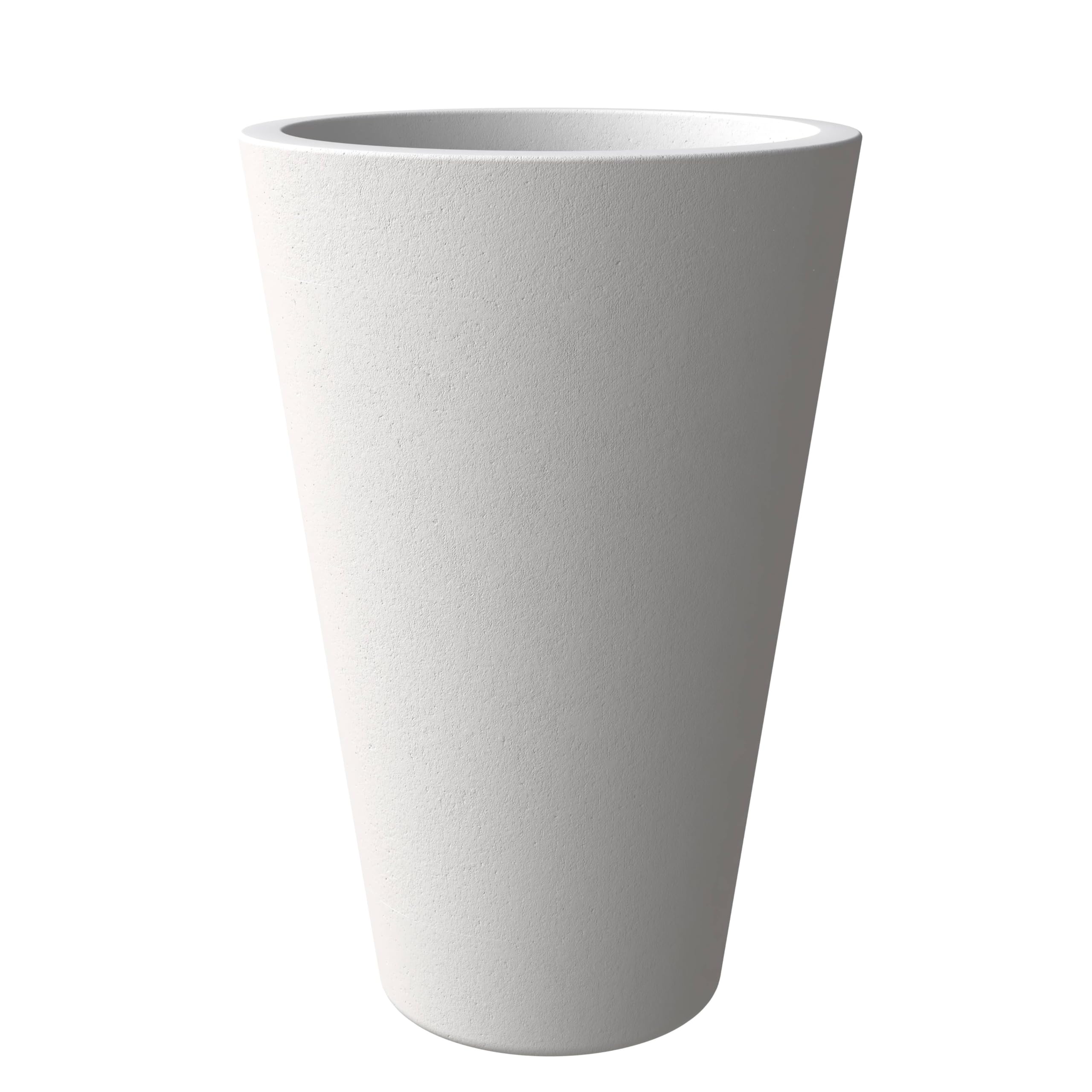 Pebble Series Poly Stone Planter 11.8 Dia 19.7 High in White