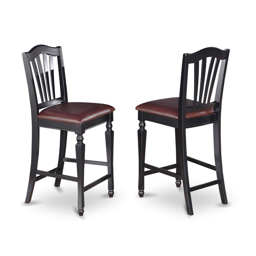 East West Furniture Yarmouth 5 Piece Counter Height Pub Set Includes a Rectangle Dining Room Table and 4 Faux Leather Upholstered Kitchen Chairs, 30x48 Inch, Black & Cherry