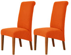 Deisy Dee Stretch Xl/Oversized Soft Spandex Extra Large Dining Room Chair Covers For Kitchen Dining,Removable Washable Chair Protectors Slipcovers (Orange, 2)