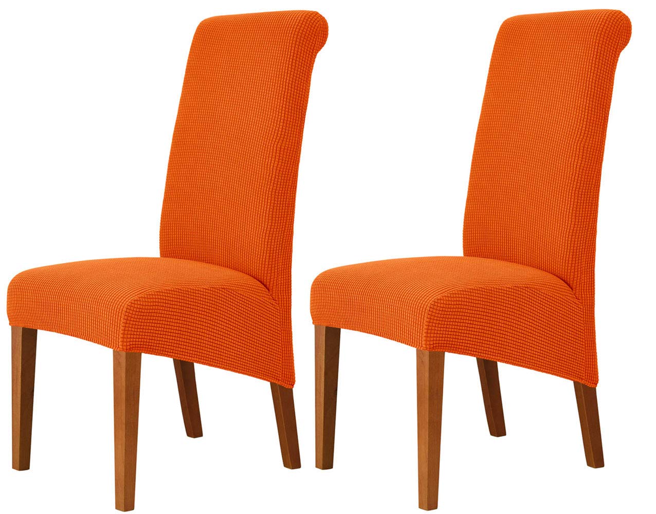 Deisy Dee Stretch Xl/Oversized Soft Spandex Extra Large Dining Room Chair Covers For Kitchen Dining,Removable Washable Chair Protectors Slipcovers (Orange, 2)
