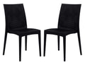 LeisureMod Modern Indoor/Outdoor Home Decorative Furniture Weave Mace Dining Chair (Armless), Set of 2 - Black