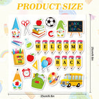 Jarthenaamcs 40Pcs Welcome Back To School Thick Gel Clings Gnome Apple Pencil Book Bus Window Stickers Assorted Cartoon Window D