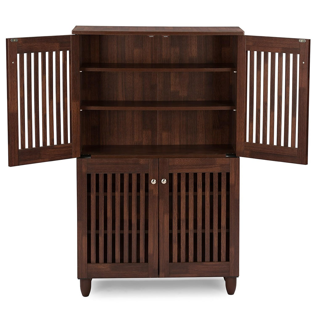 Baxton Studio Fernanda 4-Door Shoe Storage Cabinet, Brown (118-6512-Hit)