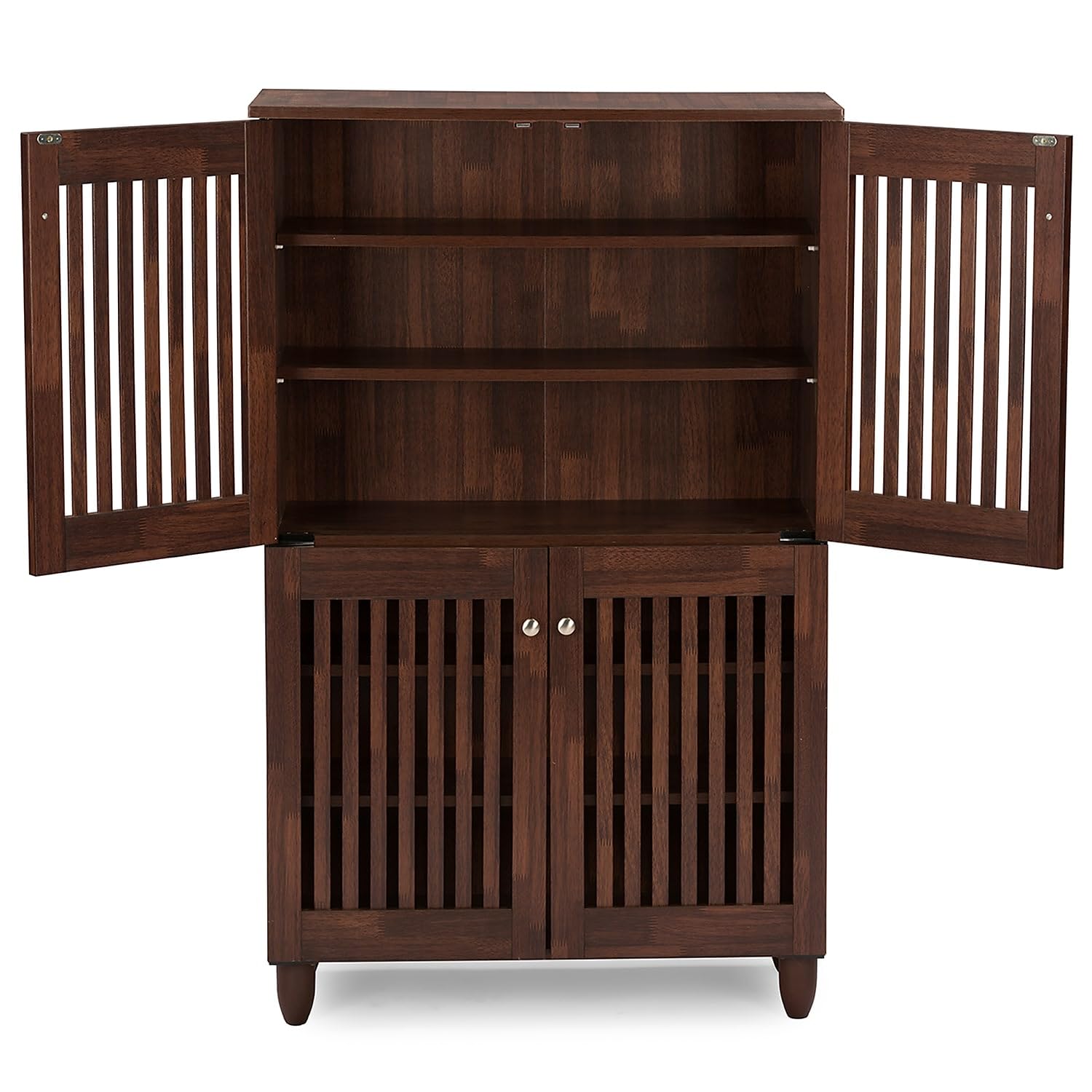 Baxton Studio Fernanda 4-Door Shoe Storage Cabinet, Brown (118-6512-Hit)