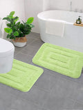 Saral Home Soft Microfiber Bath Mat and Contour Mat (Green, 40X60 CM & 40X50 CM)