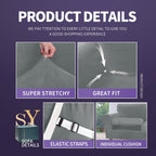 Znsayotx Luxury Velvet Couch Cover 4 Piece Stretch Sofa Covers For 3 Cushion Couch Thick Soft Spandex Sofa Slipcover Living Room Anti Slip Dogs Furniture Protector (Light Grey), 71'-91'(3 Cushions)