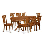 East West Furniture PLAV9-SBR-W 9 Piece Dining Room Furniture Set Includes an Oval Kitchen Table with Butterfly Leaf and 8 Dining Chairs, 42x78 Inch, Saddle Brown