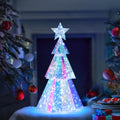 Prismatic Iridescent Christmas Tree, Desktop Christmas Tree with LED Lights, Colorful Glow Lights Prismatic Christmas Decoration