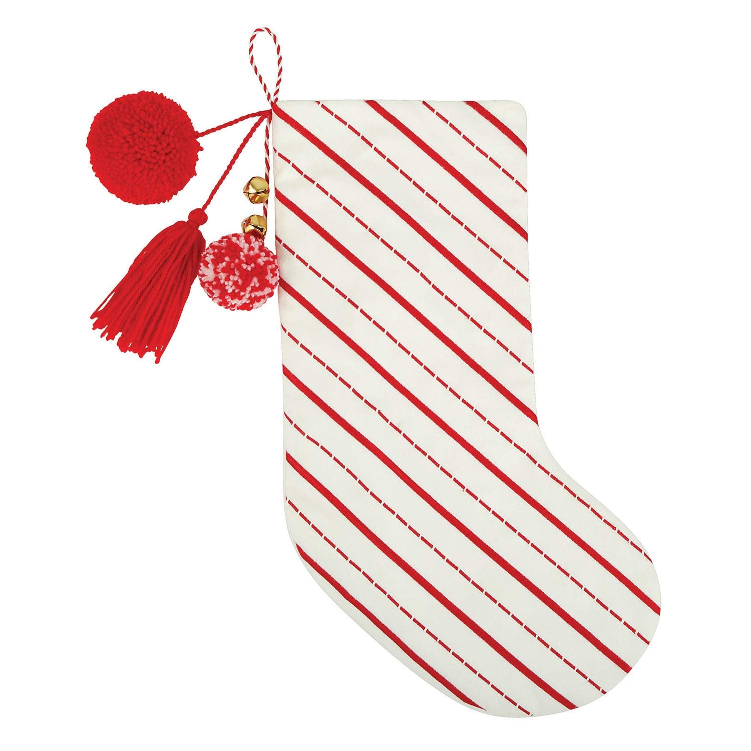 Stephan Baby Wool Felt Keepsake Christmas Stocking, Red + White Stripe